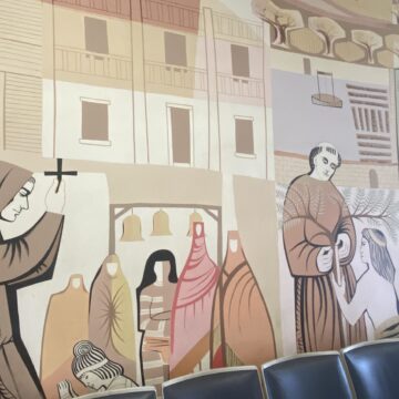Un mural en un juzgado de Palo Alto