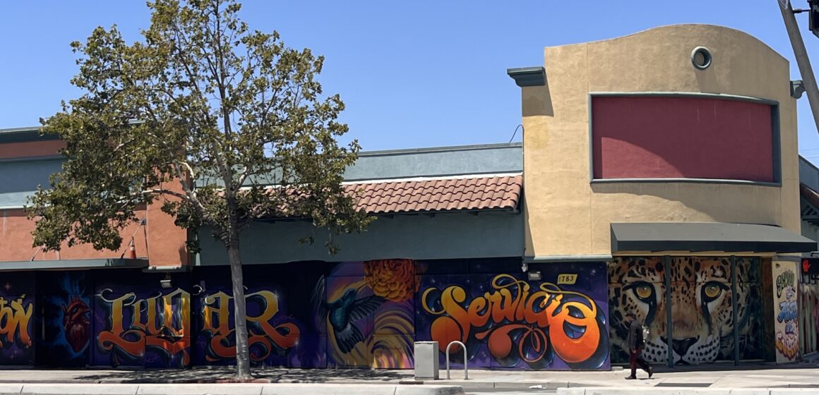 Colorful murals on the outside of a building in East San Jose