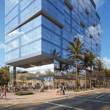Una representación de una torre de apartamentos propuesta en San José